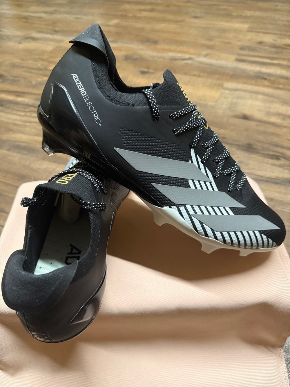 Adidas Adizero Electric+ II American Football Cleats in the "Core Black”